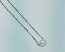 Load image into Gallery viewer, Joshua 1:9, pearl necklace, Encouragement gift, sympathy gift, grief gift, faith, bible scripture, gift for her, inexpensive, miscarriage: Silver