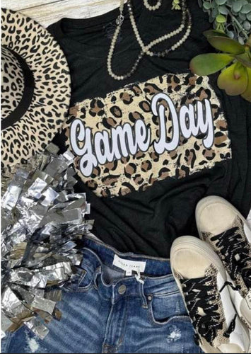 Game day glitter and leopard tshirt